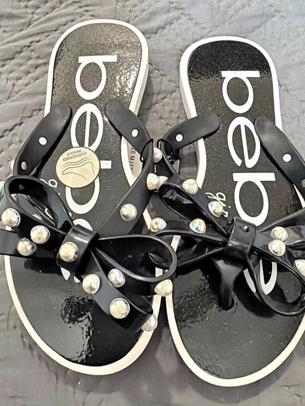 bebe Girls Black Studded Sandals US 9 NWT